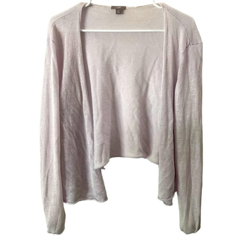 J Jill‎ Lavender Open Front Linen Cotton Blend Cardigan M